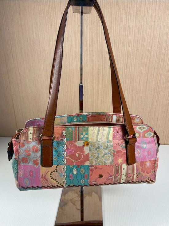 Fossil Handbags - Fossil Genuine Leather Patchwork Print Shoulder Bag Boho Y2K Purse